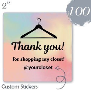 100 Thank you Stickers Thermal  Glossy